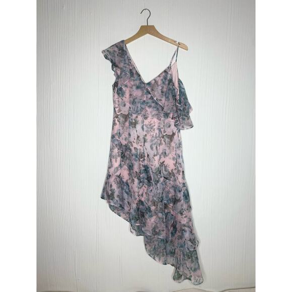 KEEPSAKE Sweet Love Chiffon Ruffle Asymmetrical Midi Dress US MEDIUM NWT - Picture 12 of 16